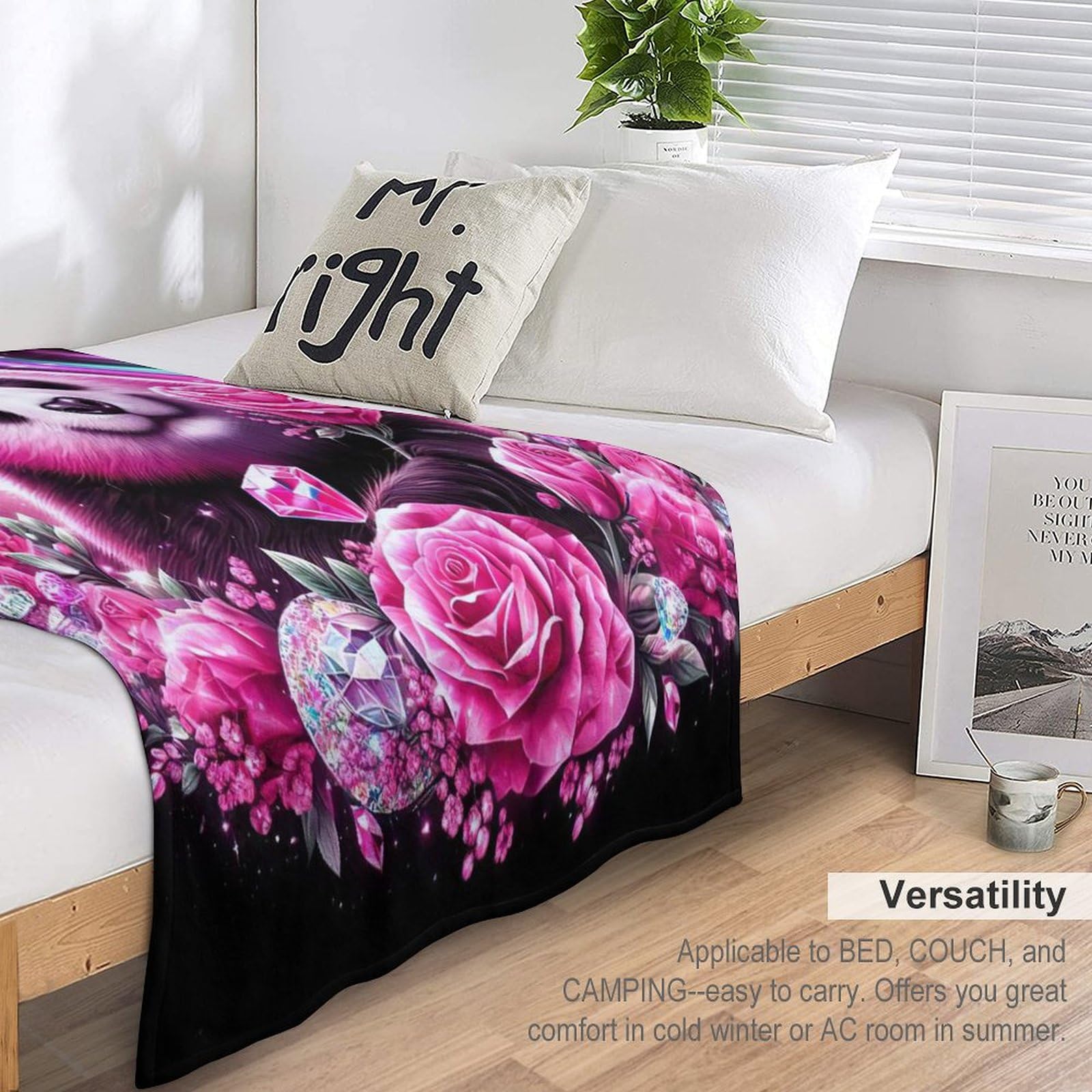 Plaid Couverture De Animal Panda en Flannel Polaire 1 Pièce Moelleux Douce Chaude Facile À Manipuler pour Lit Canapé Chambre Balcon Voyages Bébé Feuteille（150×200cm）