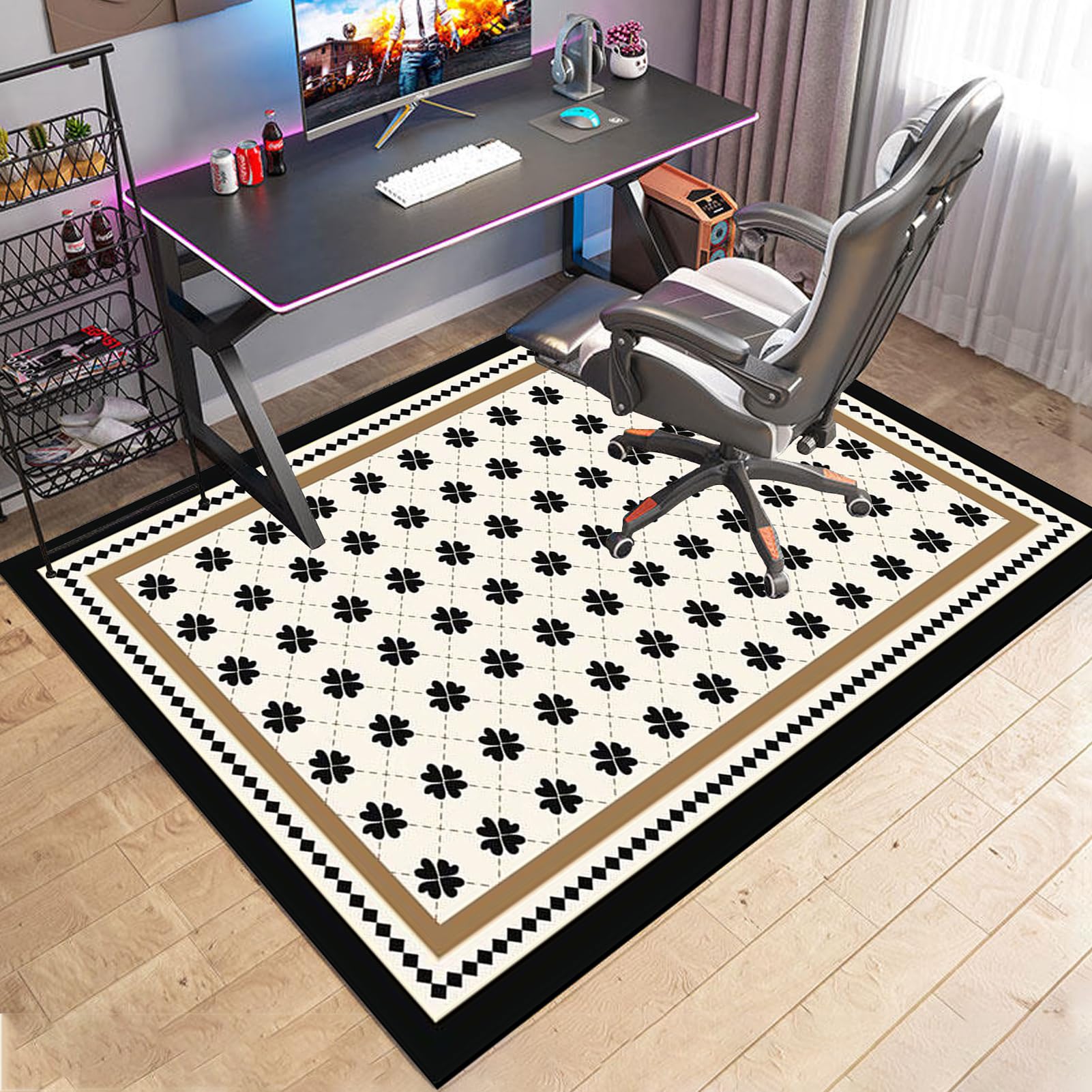 Duża antypoślizgowa mata pod krzesło biurowe do podłóg i dywanów z twardego drewna, 160 x 180 cm, chroni krzesła biurowe i krzesła komputerowe do użytku domowego.