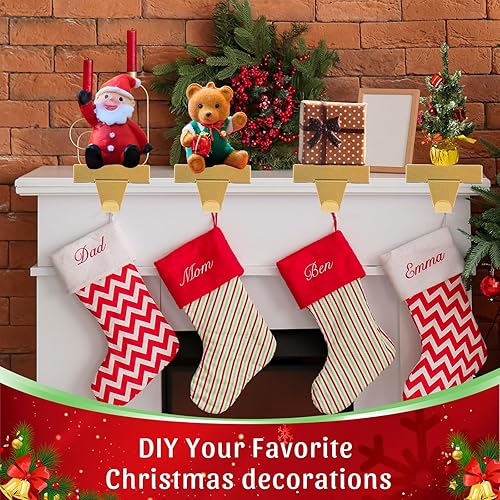 Miniatura 6 de Soportes de calcetines de Navidad de metal para manto, ganchos colgantes para calcetines de Navidad, soporte para calcetines para vacaciones,