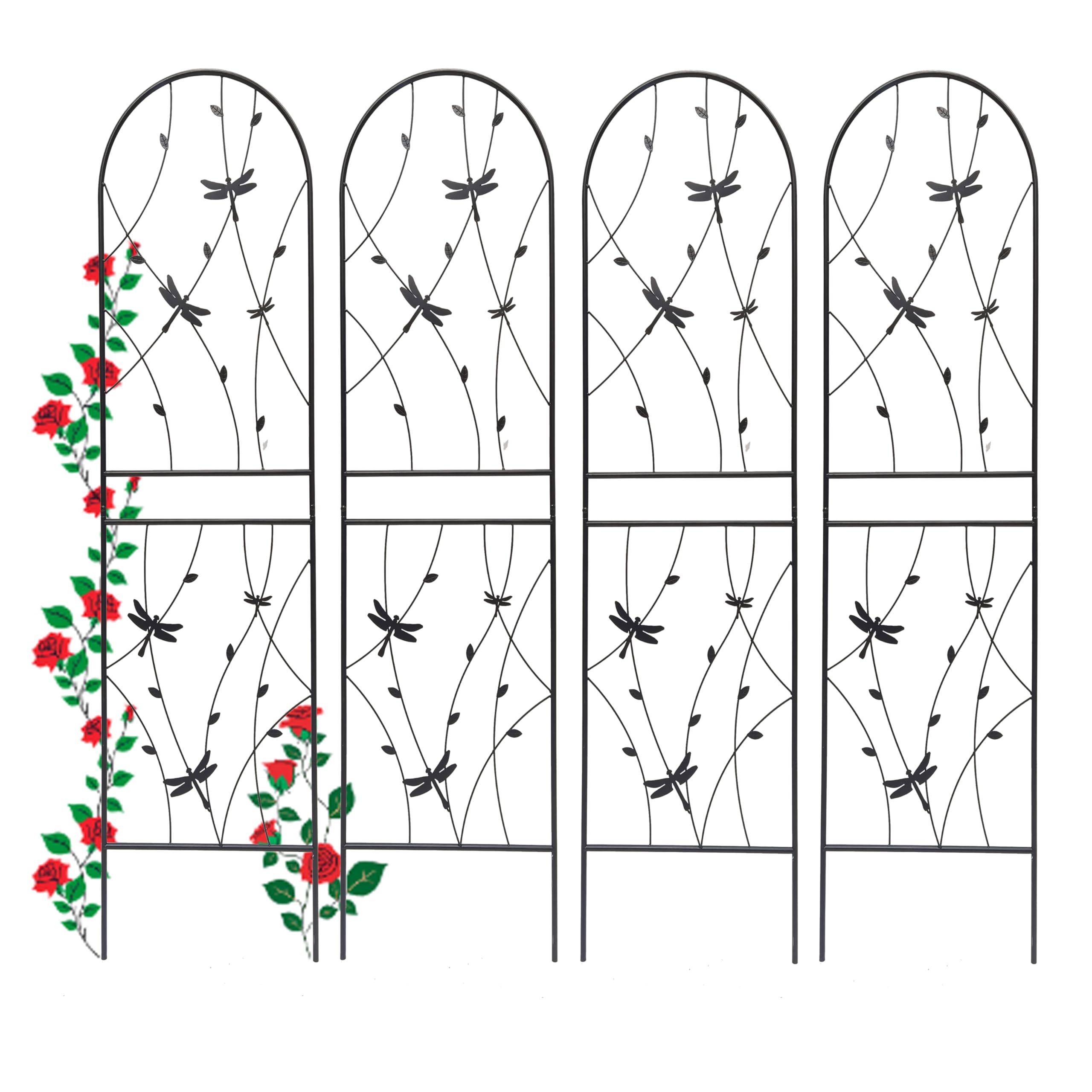 4 Pack 71" H Metal Garden Tall Trellis for Climbing Plants Outdoor,Large Heavy-Duty Outdoor Flower Plant 6-8 ft Support for Roses Vines,Rustproof