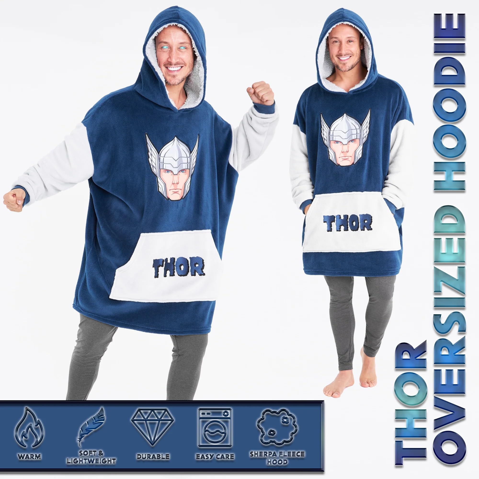 Marvel Felpa Uomo con Cappuccio Felpe Oversize Uomo in Pile Supereroi Avengers Captain America