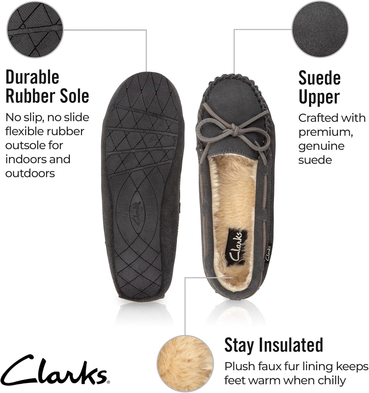 Clarks Women's, Suede Moccasin Slipper