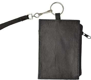 MARSHAL LEATHER ID CARD Badge Holder Neck Pouch Ring Wallet with strap 761R