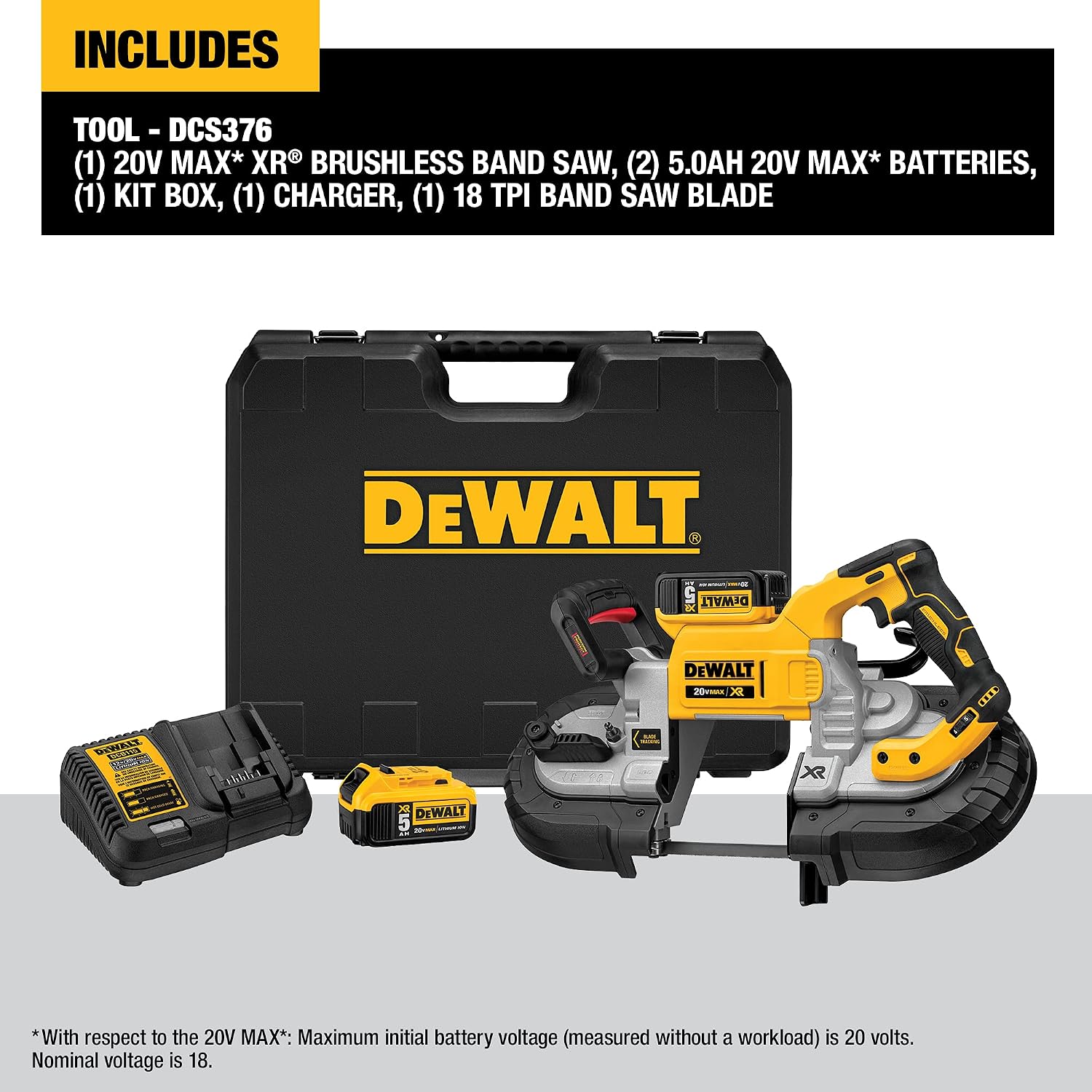 New Deal DEWALT 20V* MAX XR Band Saw Kit, Dual Handed (DCS376P2)