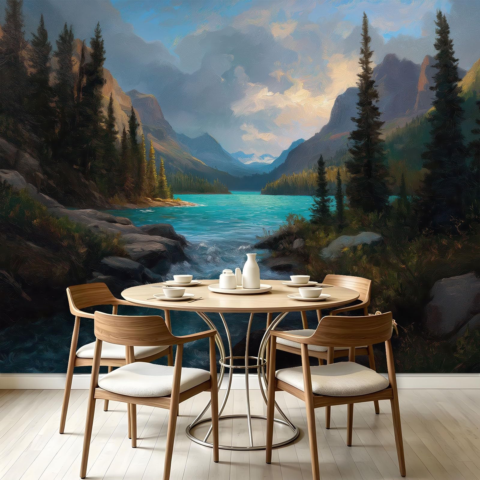 Fototapeta – naturalny krajobraz 300 x 210 cm (szer. x wys.) – klej nie wchodzi w zakres dostawy – kuchnia, sypialnia, salon, nowoczesna pionowa tapeta ścienna, tapeta z włókniny, lasy sosnowe
