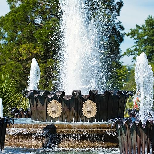 Miniatura 5 de GANAZONO Boquilla de fuente de cabeza de león, boquilla de fuente para decoración de interiores, grifo de cascada para baño, fregadero dorado,