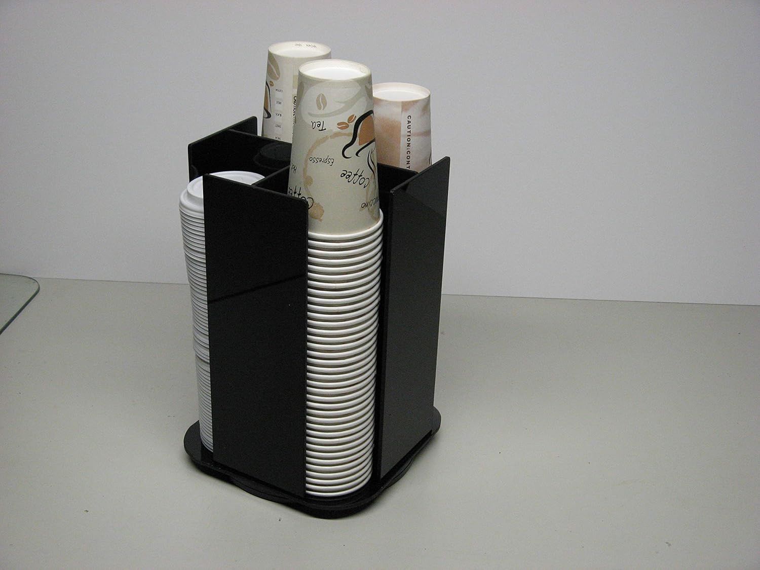 RCS Plastics Coffee Cup Dispenser Lid Holder Beverage Station Organizer Spinning Caddy Organize Your Counter with Style (1005LA)