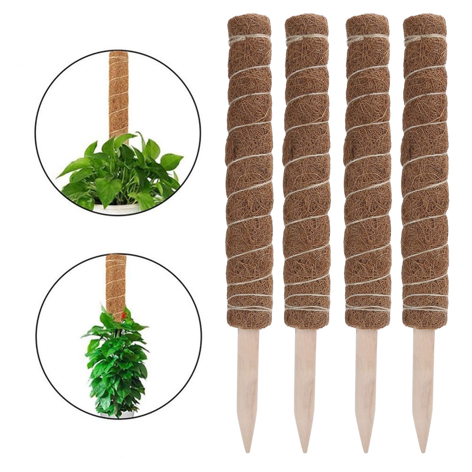 Lot de 4 poteaux en Mousse pour Monstera pour Soutenir Les Plantes à Pousser vers Le Haut – 45 cm de Totem en Fibre de Coco Support d'escalade pour Plantes d'intérieur