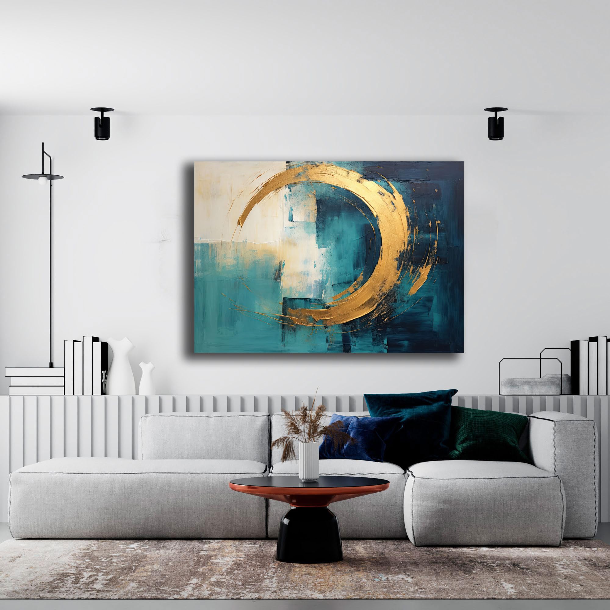 Printerland Quadro Moderno Soggiorno Astratto Industrial Oro Quadri moderni da Parete XXL grande Stampa su tela Canvas Decorazione Murale muro Arredo Camera da letto Cucina (7, 70x100 cm)
