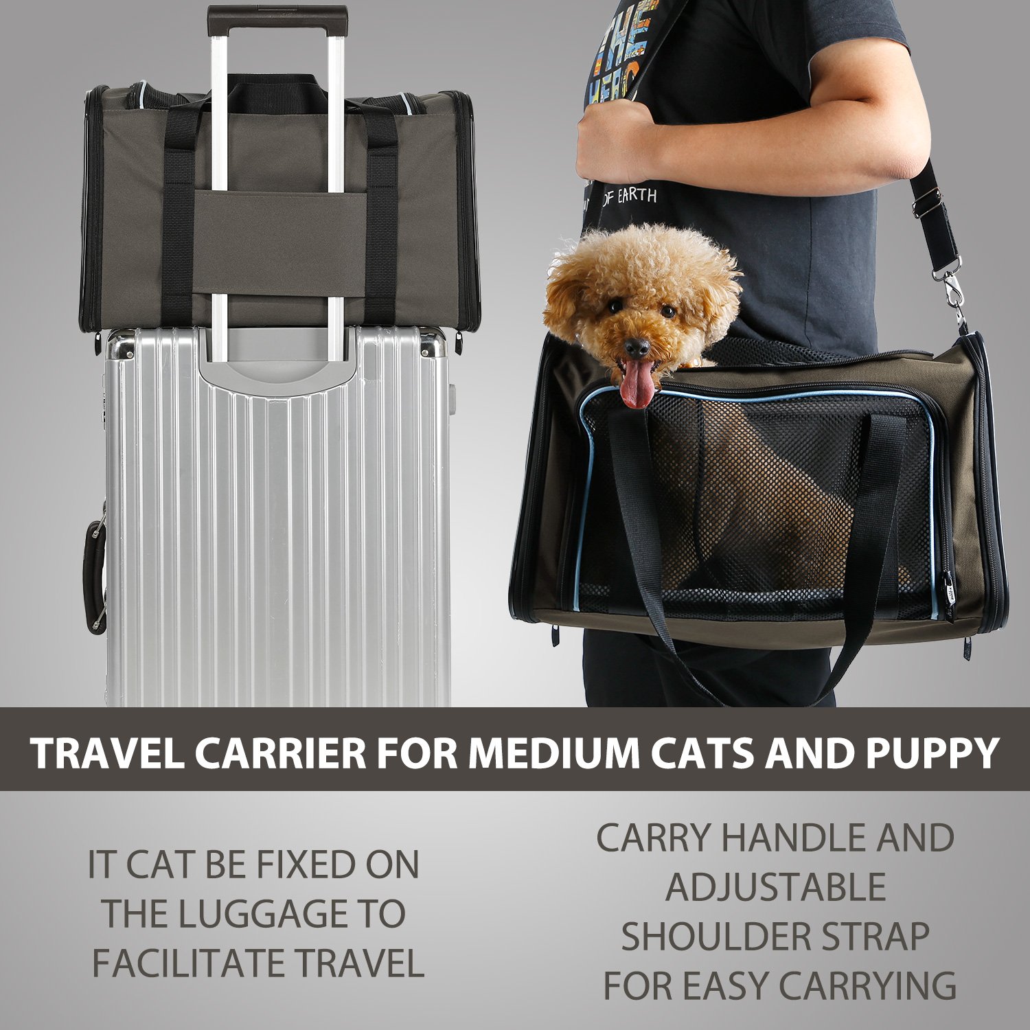 XZONE PET Dogs Carrier Cats Carrier Airline Approved Pet Carriers,Soft