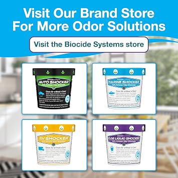 Biocide Systems Liquid Shocker Strong Odor Eliminator, Eco-Friendly Chlorine Dioxide Liquid Solution for Cleaning & Deodorizing Countertops, Floors and Walls, Makes Up to 20 gal. Pet & People Safe