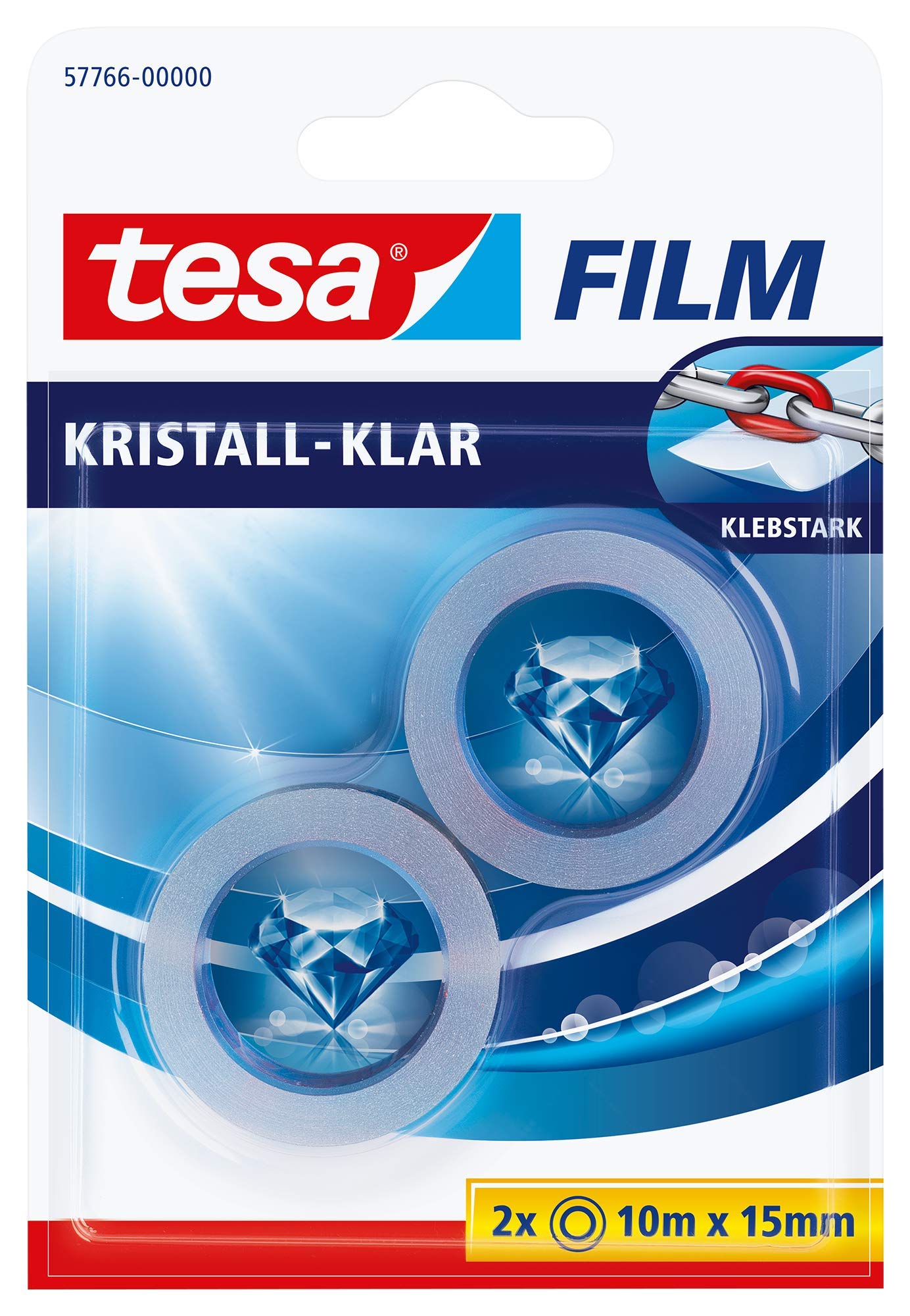 Tesa 57766-00000-00 Tesafilm Adhesive Tape - Crystal Clear (Pack of 2)
