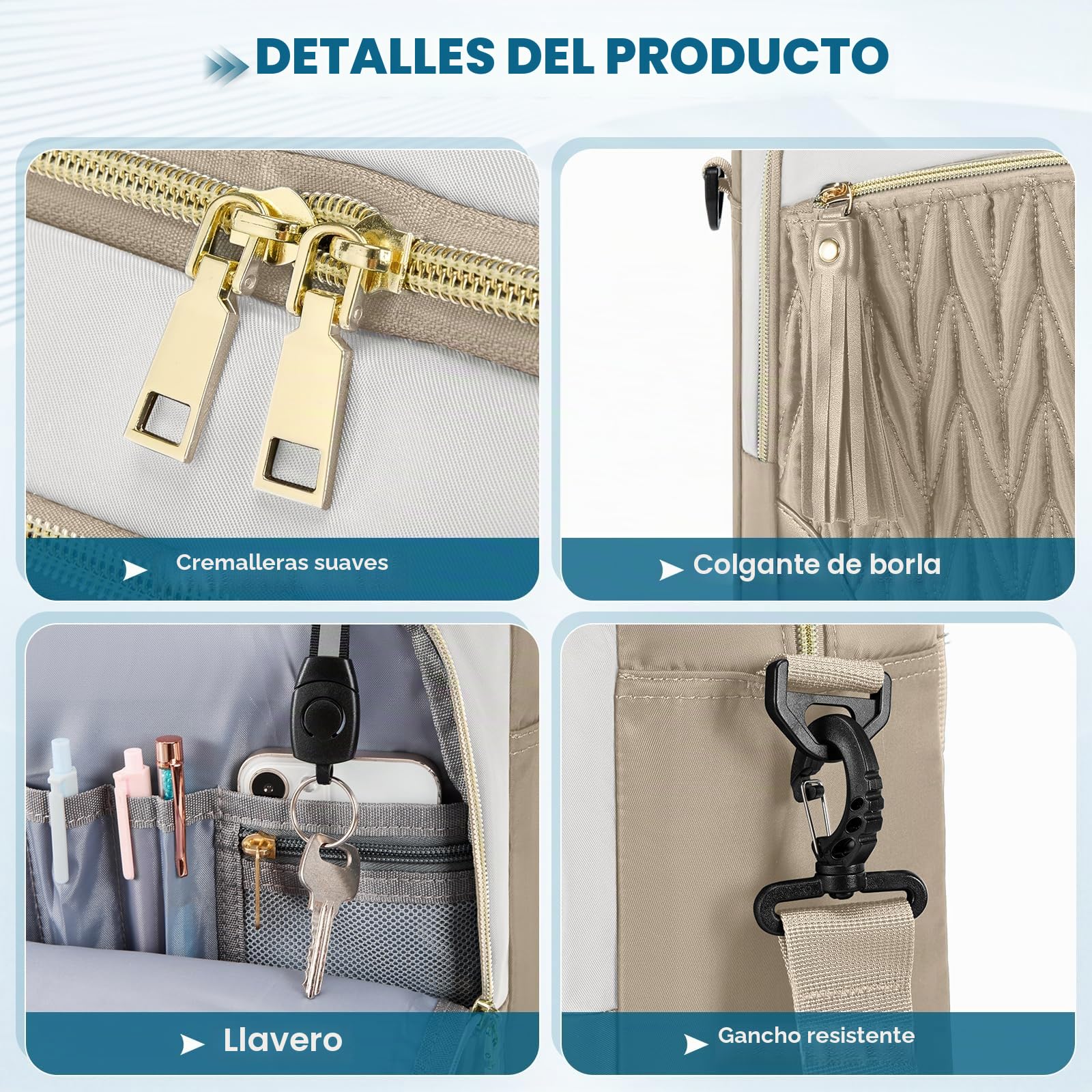 RAINSMORE Bolso Portatil Mujer 17,3 Pulgadas Maletín Portátil Impermeable Bolso Trabajo Portadocumentos Grande Bolso Ordenador para Oficina Universidad Caqui