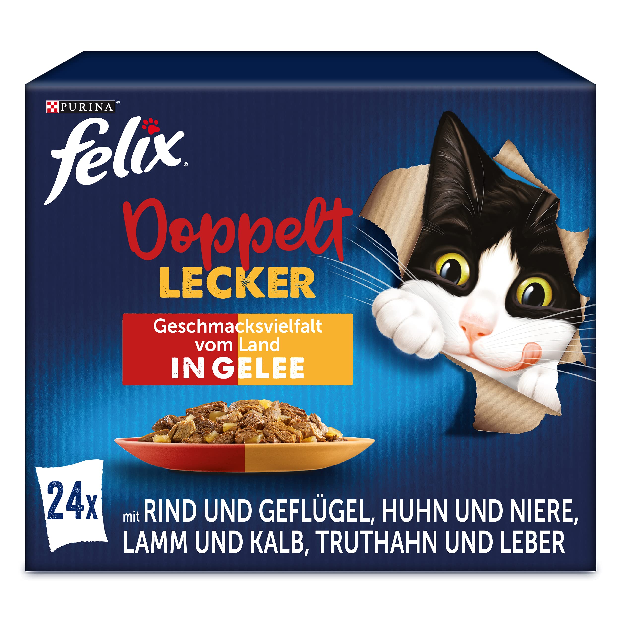 PURINA FELIX So gut wie es Sieht Mixte Variedad en Jalea Comida húmeda para Gatos, Bolsa de porciones, 120 x 85 g