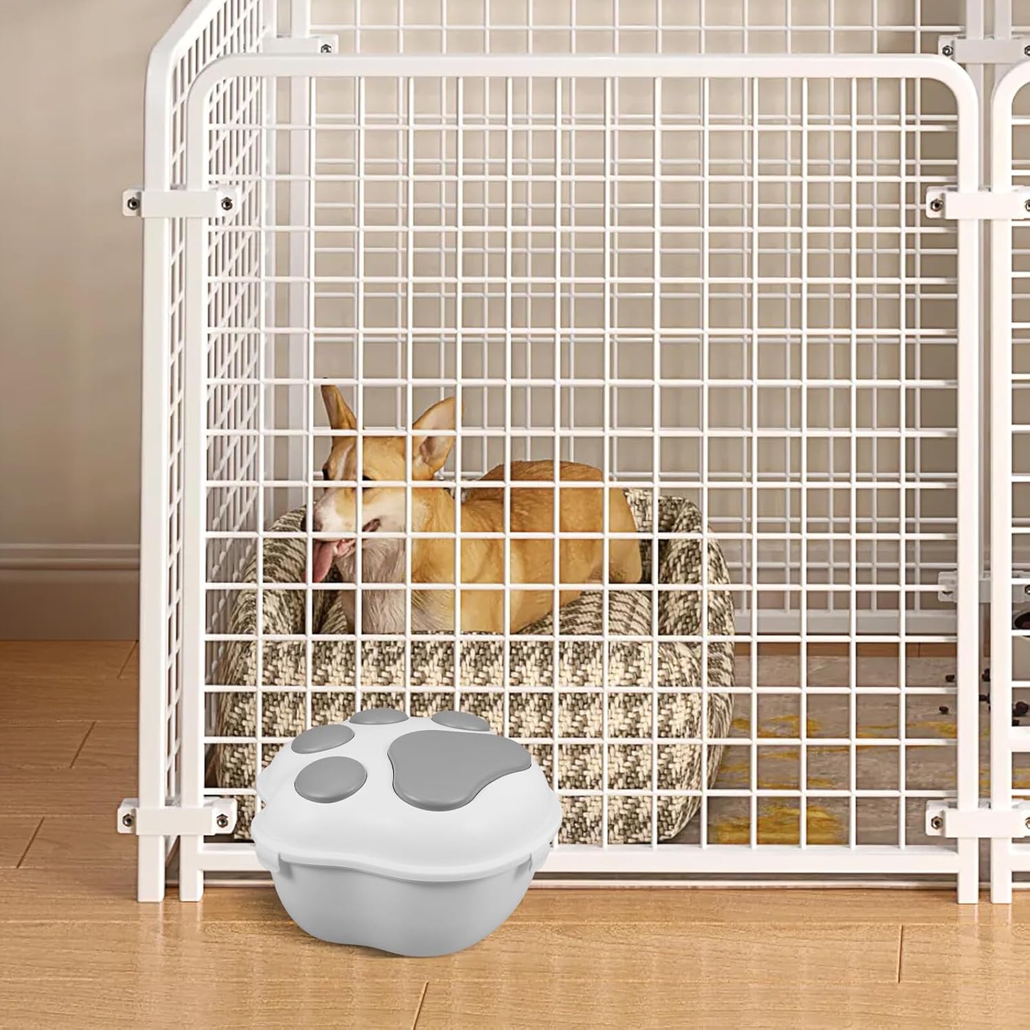 GANAZONO Small Dog Food Storage Container with Airtight Lid Gray Plastic Pet Food Bin for Travel and Home Use