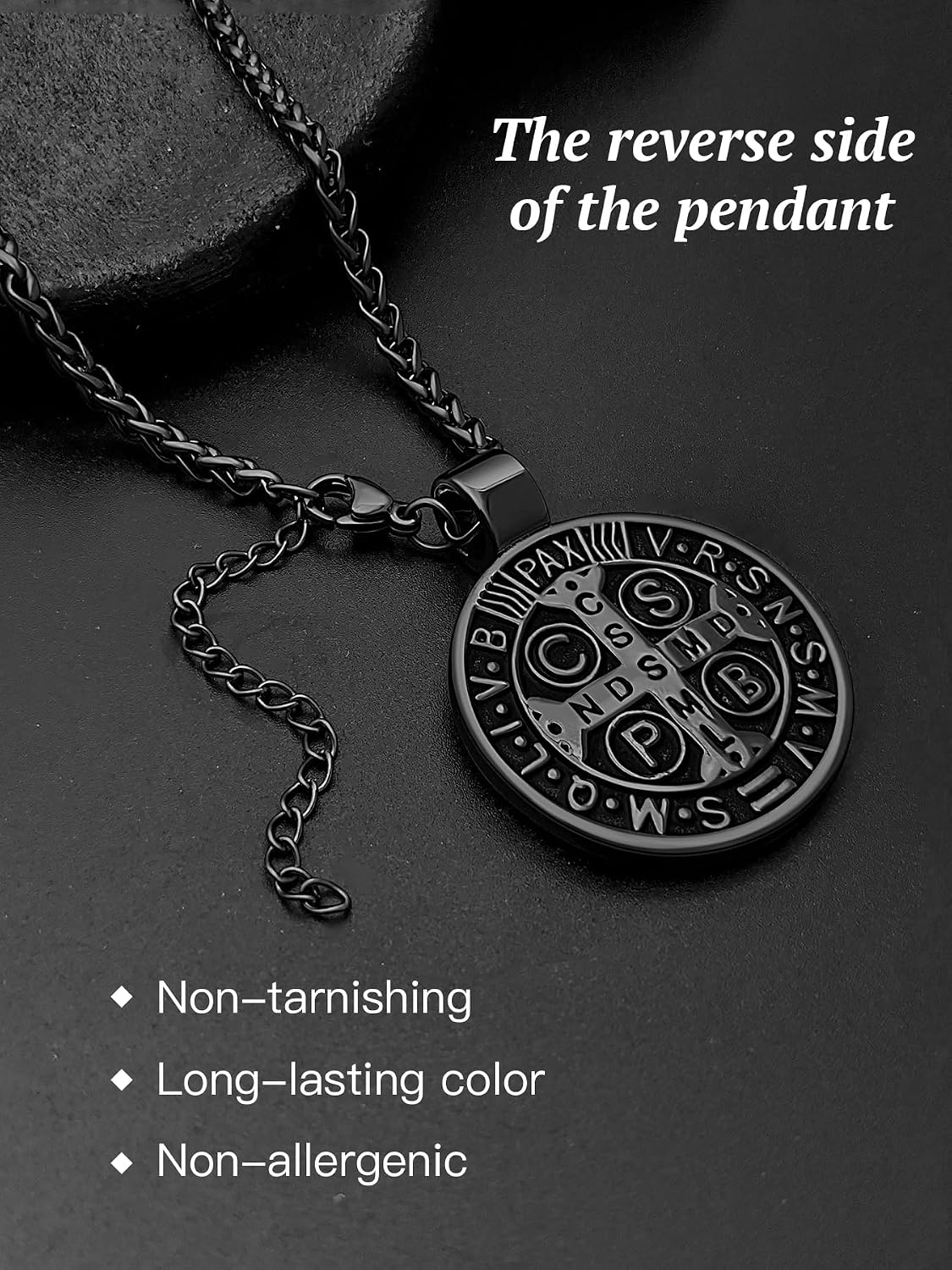 St Benedict Medal Necklace Pendant Stainless Steel Catholic Religious Jewelry Gift And Present For Baptism First Communion Confirmation For Men Women Daily Faith Accessory Saint Benedict image 4