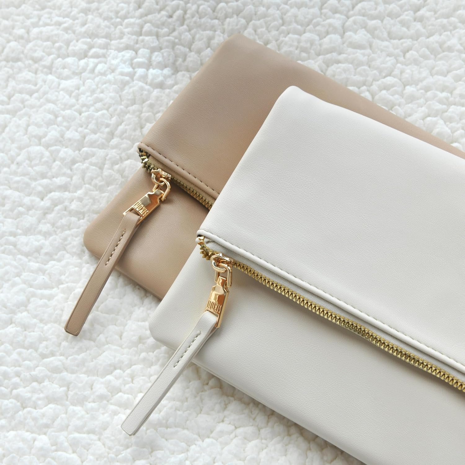 Women's Zipper Foldover Clutch Vegan Leather Envelope Cross body Bag with Chain Strap - Image 5