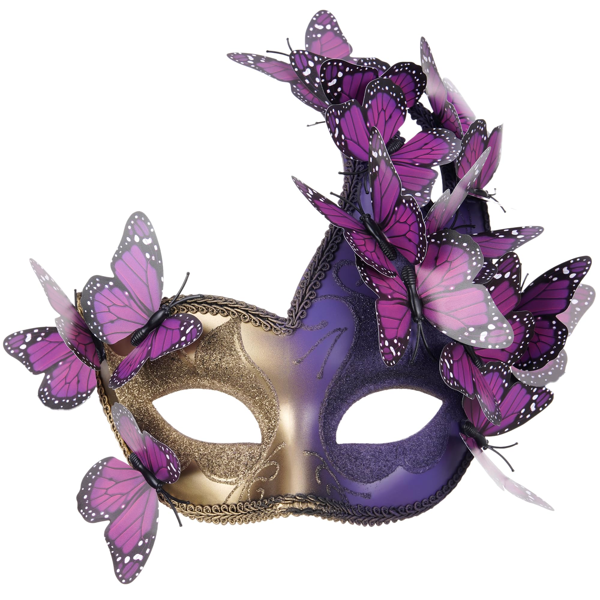 Zinniday Purple Butterfly Masquerade Mask for Women - Elf Mysterious Fantasy Fairy Masks Monarch Butterfly Eyemask for Women Lady Couples Halloween Renaissance, 1920s 50s Party Renfaire Prom