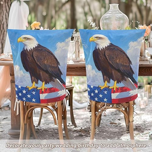Miniatura 6 de 4th of July Independence Day Brown Bird Decorative Chair Protectors Covers for Family Gatherings Removable Office Seat Cover forro para sillas de