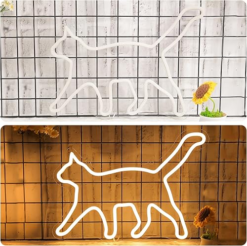 Miniatura 7 de Letrero de neón de gato, lámpara de gato, decoración de pared regulable para fiesta de cumpleaños para el hogar, patio, jardín, bares, restaurantes,
