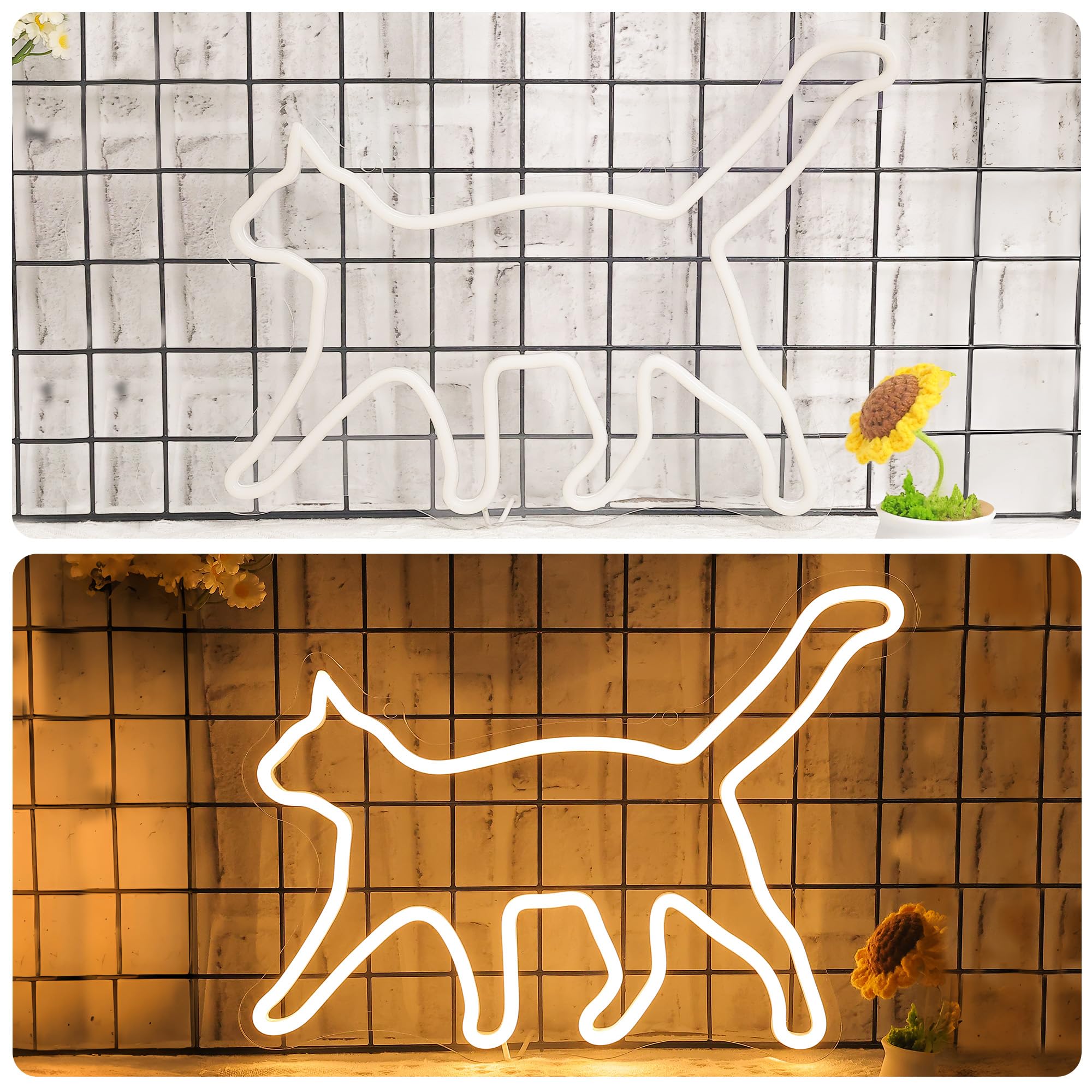 CoolGift Mart Cat Neon Sign, Cat Lamp Wall Decor, Dimmable Birthday Party Decorations for Home, Patio, Garden, Bar, Ristoranti, Hotel, Negozi, Club, Regalo per Amici, Famiglia e Bambini