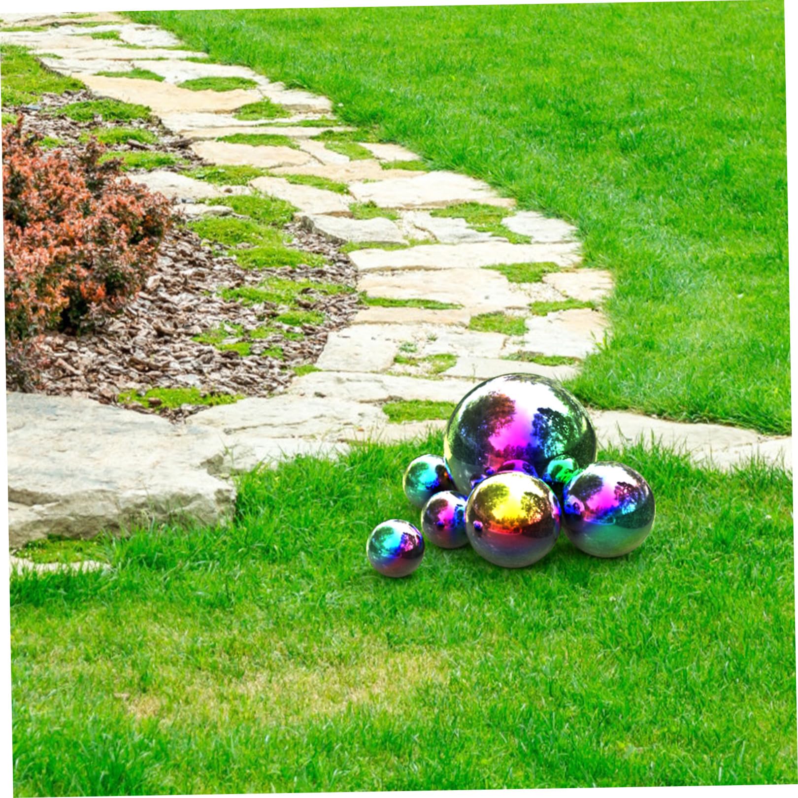 BESTonZON Lot de 6 Boules de Jardin en Acier Inoxydable Poli Miroir - Boules Creuses en métal - Boules de Bassin - Réfléchissantes en Acier Inoxydable - pour l'extérieur, Jardin, étang, Piscine