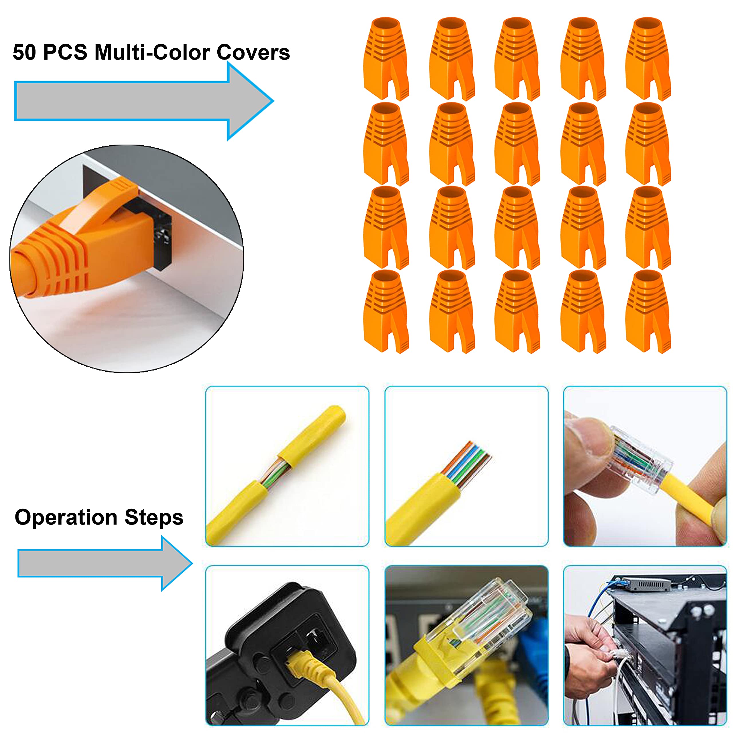 MAYLINE RJ45 Pince à Sertir Outil de Sertissage de Réseau Professionnel pour Prises de Câble Testeur de LAN Ethernet CAT7 CAT6 CAT5, Professionnel Outillage Ordinateur de Réseau d'Outils Kit(BLACK)