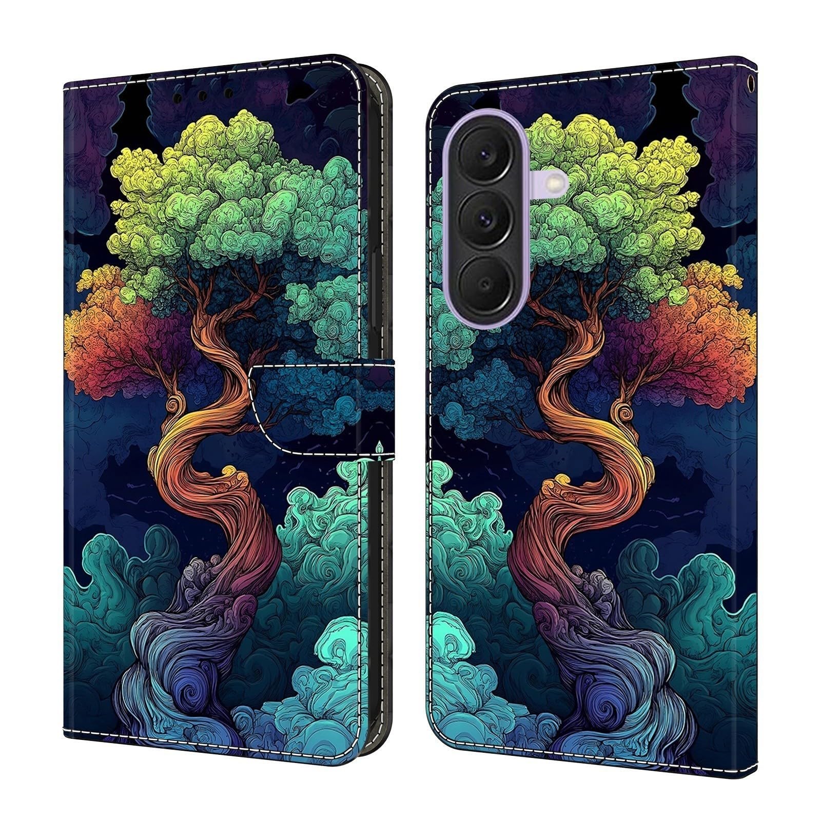 Generic Étui compatible avec Samsung Galaxy S20 (Motif : arbre vert) en cuir Portefeuille à rabat magnétique Motif