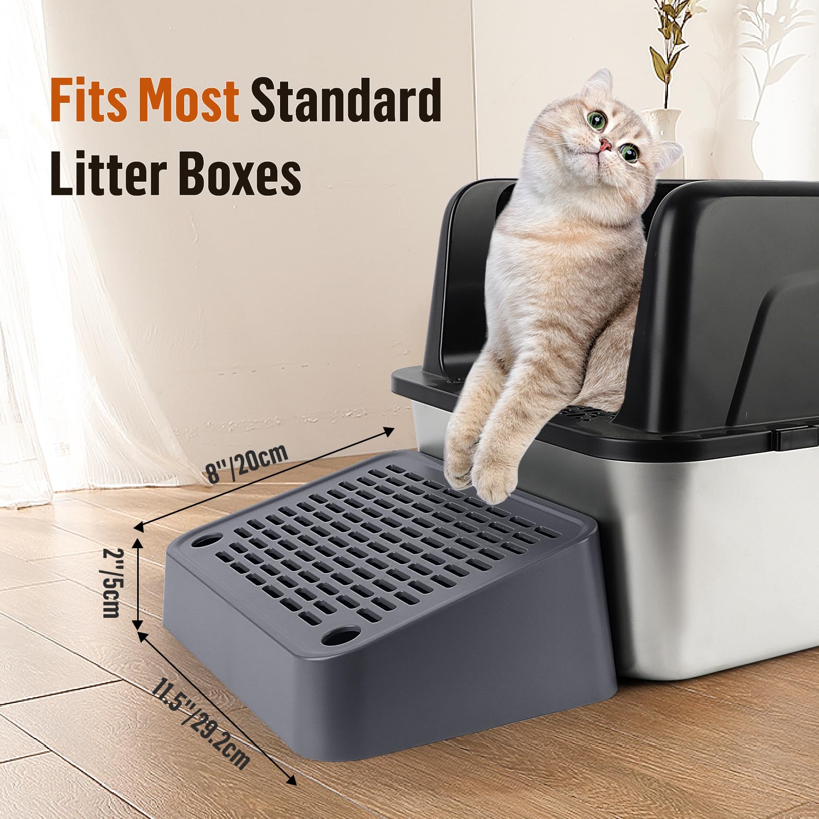 Katze Rampe, Katzentreppe, erhöhte Treppen & Stufen für Katze, Wurf Filter Pedal für Kätzchen alte Katzen Katzentoilette, leicht zu reinigen (Dunkelgrau)