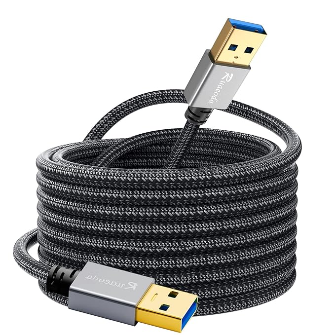 Ruaeoda USB to USB Cable 15 ft, USB 3.0 Male to Male Type A to Type A