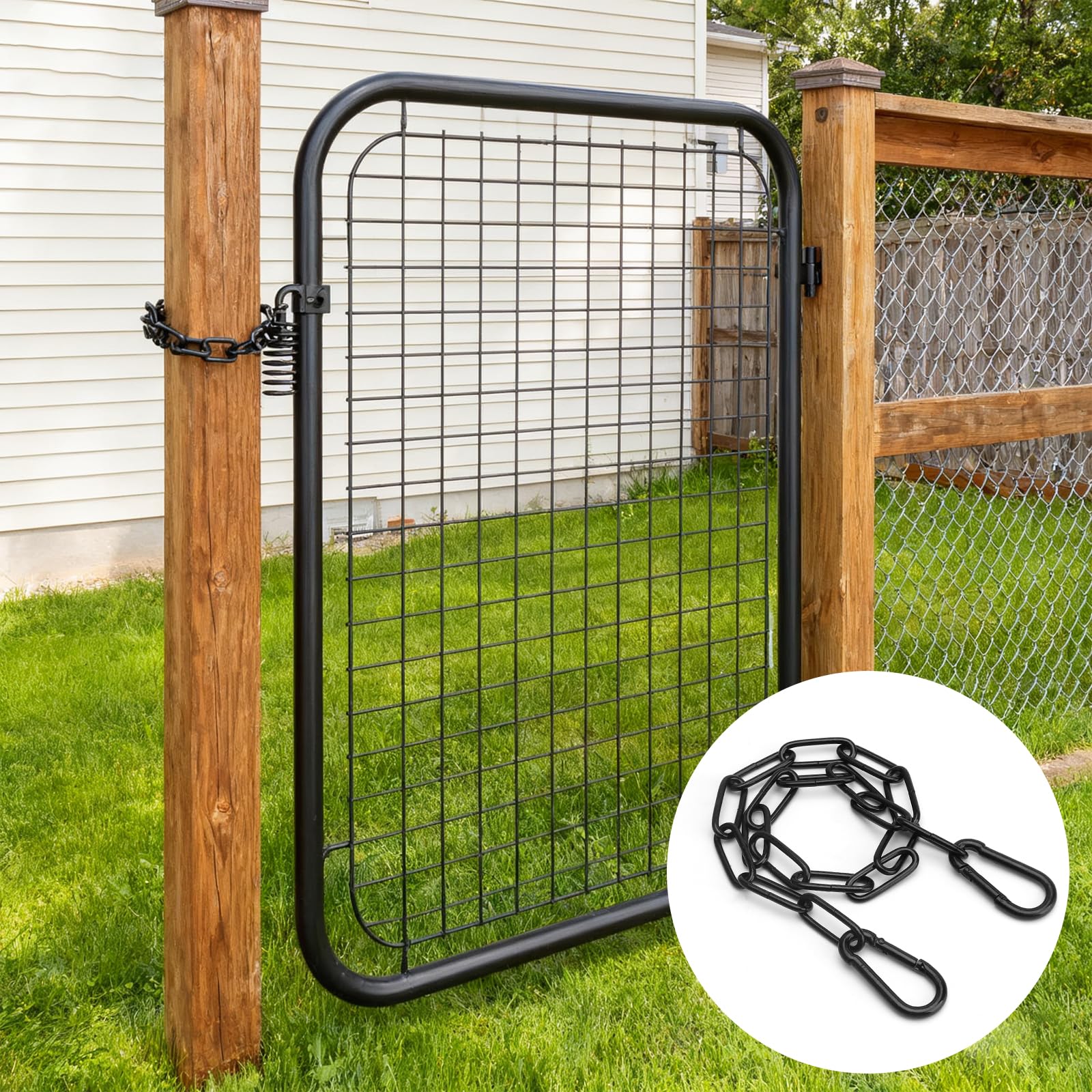 Nero Catena a in Acciaio Inox 2PCS,Catena in Acciaio Inox con Moschettone Catenas in Metallo da 0,5 m per Appendere per Cancelli di Recinzioni,Giardini,Gabbie per Animali Domestici