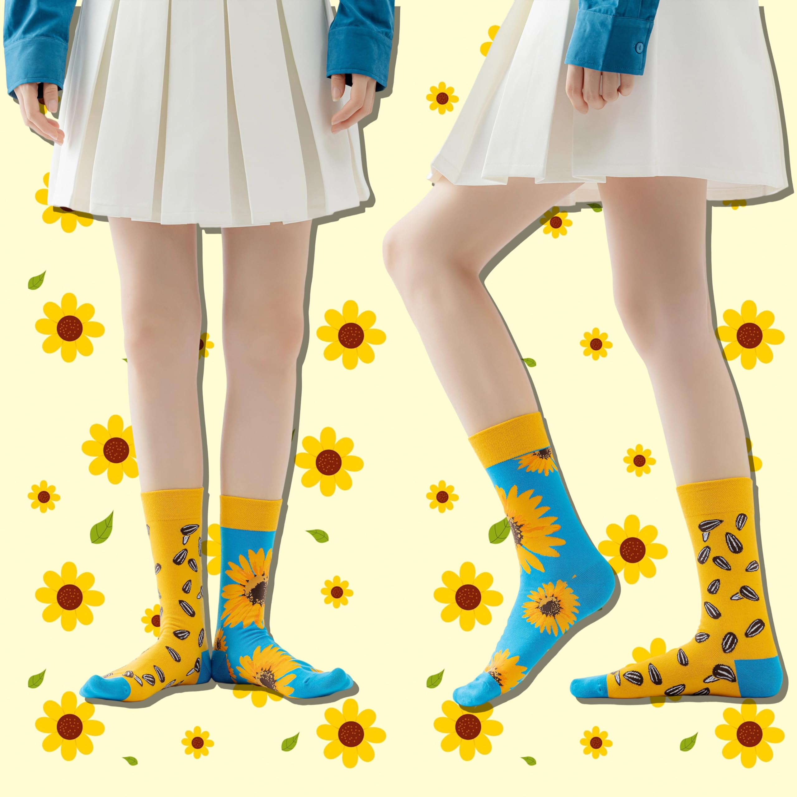 Calcetines Divertidos Unisex para Mujer y Hombre con Diseños Asimétricos en Par - Temas Animales, Comida, Fruta, Deporte y Arte en Algodón - Ideal para Regalos — view 2