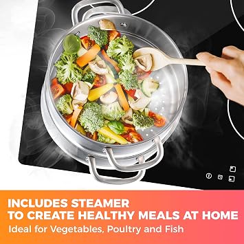 Mueller Pots and Pans Set 11-Piece, Ultra-Clad Pro Stainless Steel Cookware Set, Ergonomic and EverCool Stainless Steel Handle, Includes Saucepans, Skillets, Stockpot, Saute Pan, Steamer
