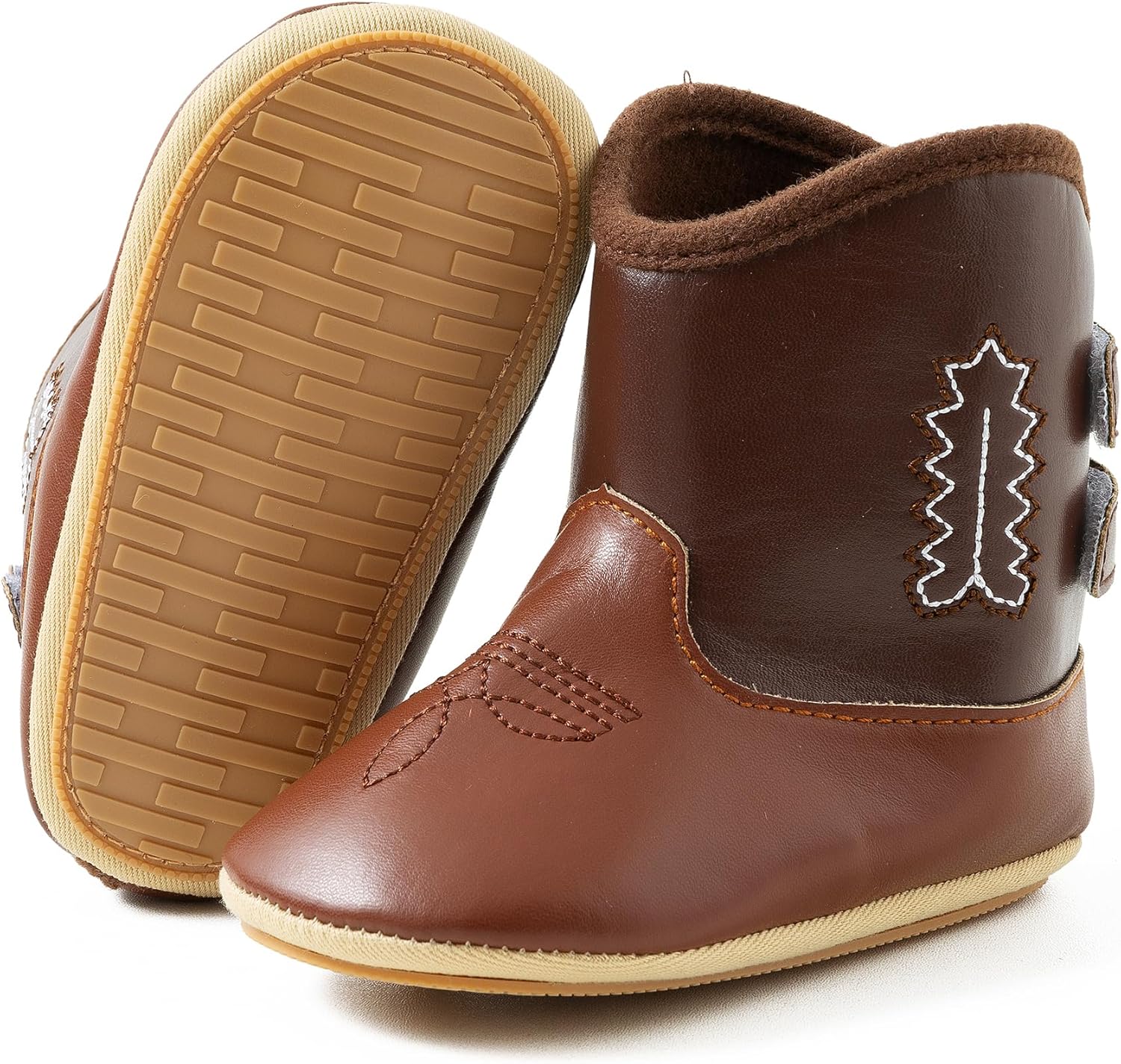 Jastore Leather Western Boots Cowboy Bootie Soft Sole Non-Slip Crib Shoes for Baby Infant Toddler - Image 5