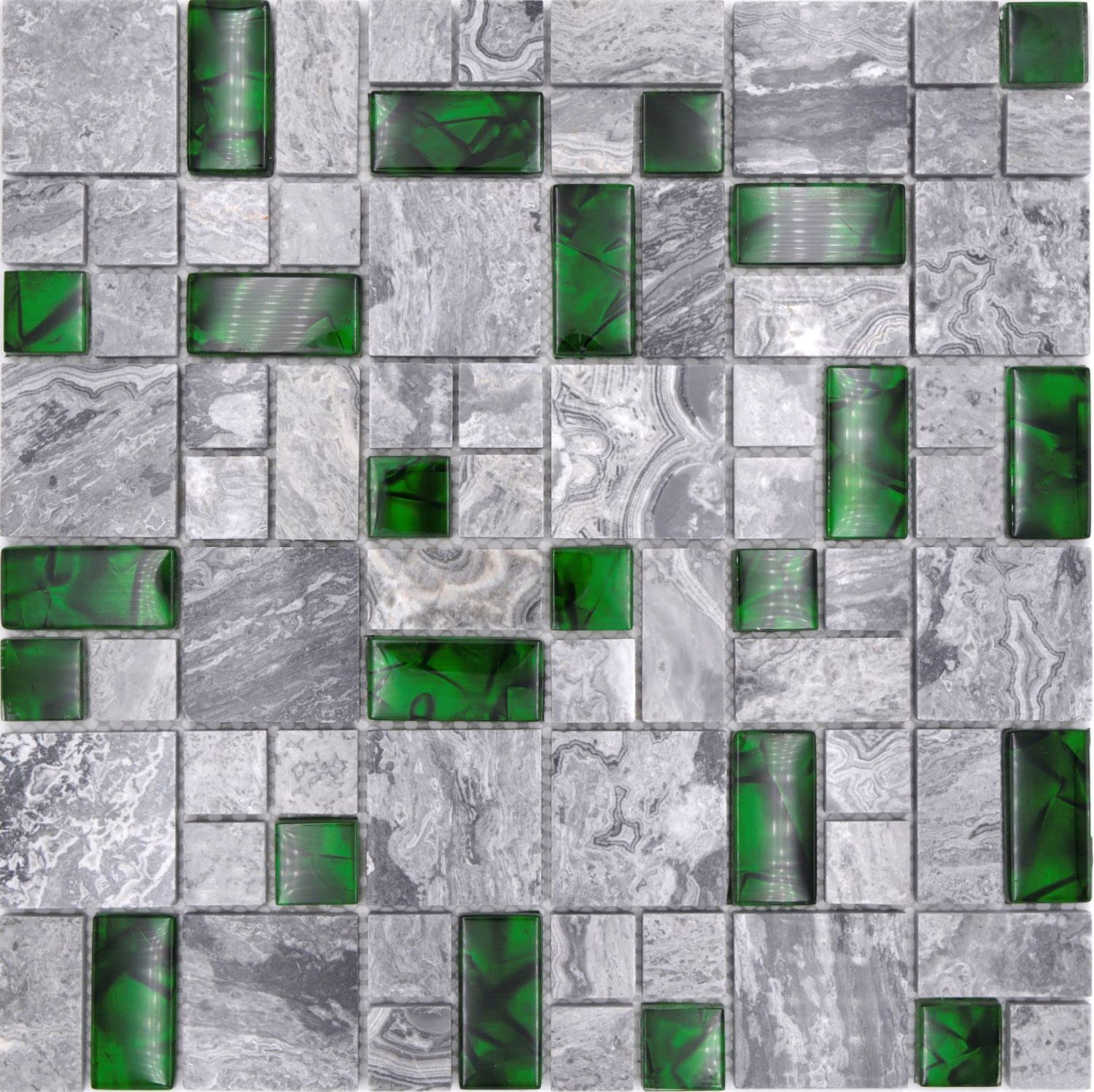 Mosaico in vetro naturale grigio con verde lucido da parete pavimento cucina bagno doccia mosaico mosaico pavimento