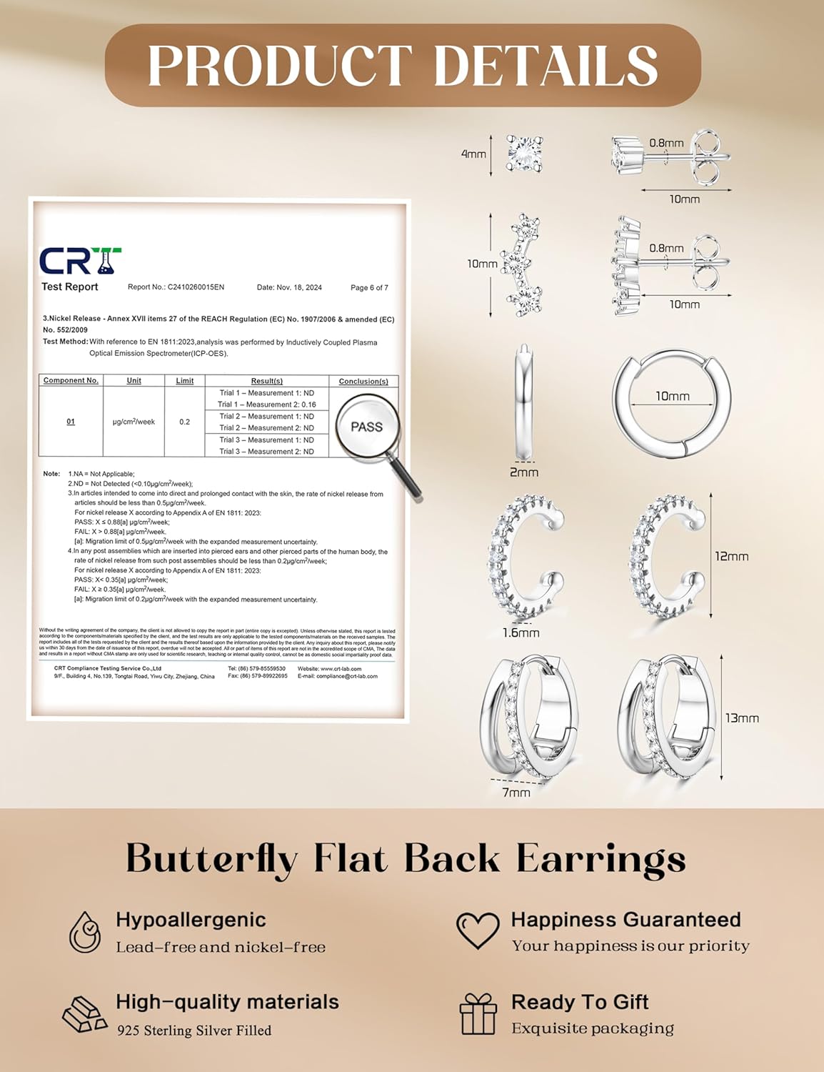 Florideco 925 Sterling Silver Earrings for Women Trendy Hypoallergenic Small Gold Hoop Earrings 14K Gold Plated Stud Earring Sets for Multiple Piercing CZ Ear Cuff Cartilage Earring Stacks - Image 2