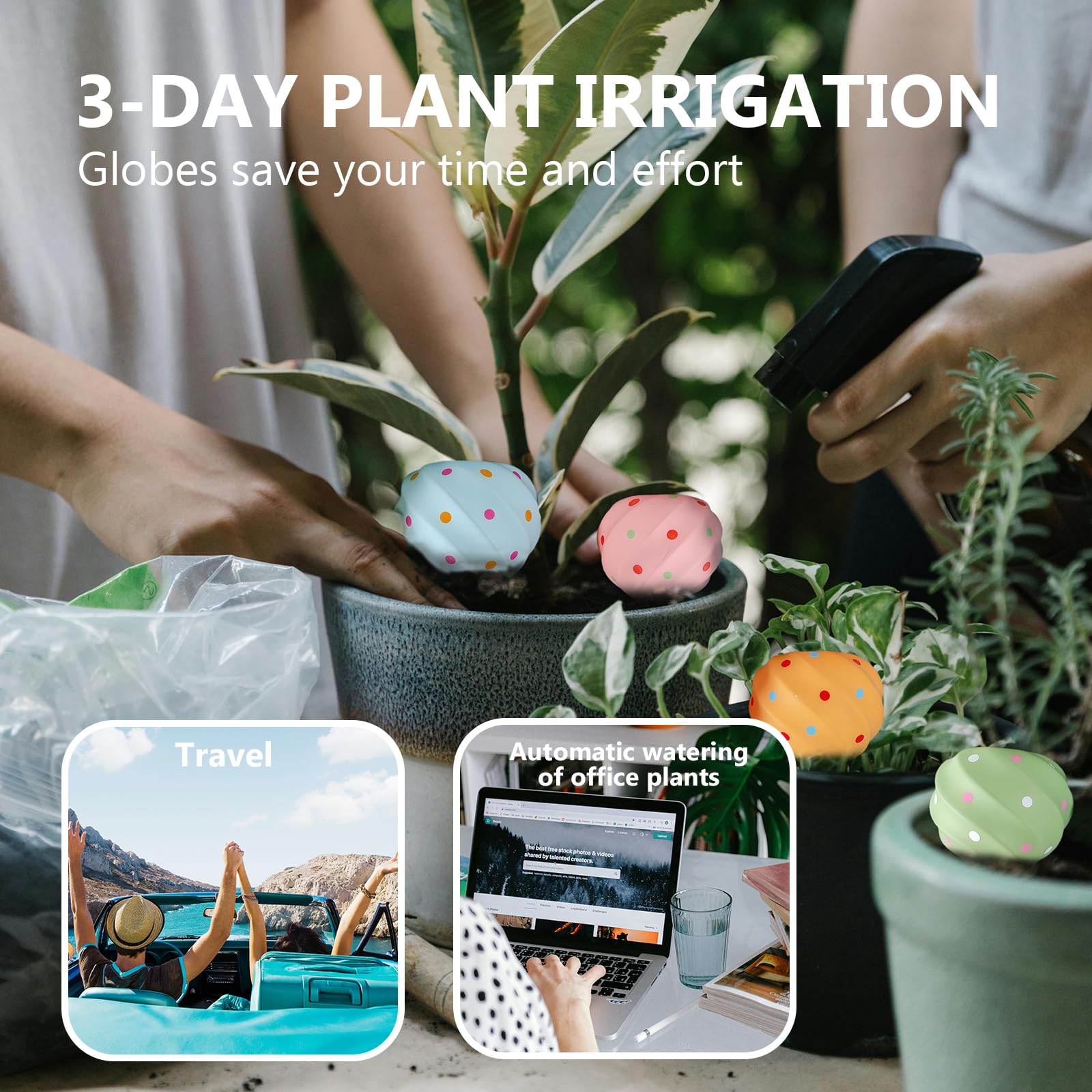 VolksRose 4 Pièces Oyas Décoratives en Terre Cuite - Grande Capacité 210ml Design Coquillage Arrosage Automatique pour Plantes d'Intérieur et Extérieur - Moins de Remplissages, Vacances Sereines