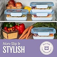 Vista 6 de Ello Duraglass Refresh - Juego de 5 recipientes de vidrio para almacenamiento de alimentos de 3.4 tazas con funda de silicona y tapas de plástico