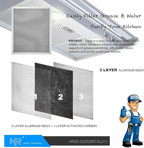 Miniatura 5 de HR Huare Technology 97007696 Filtro de campana extractora de carbón, se adapta a Broan, Kenmore, Nutone, Alternative S88152, K7588, S51113711, 41F,