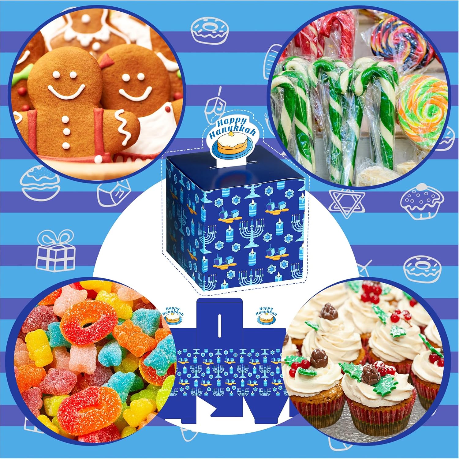 Yeaqee 32 Pcs Hanukkah Goodie Candy Boxes Chanukah Gift Holder Boxes Happy Hanukkah Treat Favors Holiday Gift Wrap Bags Bulk for Jewish Christmas Xmas New Year Celebration Decorations Party Supplies - Image 4