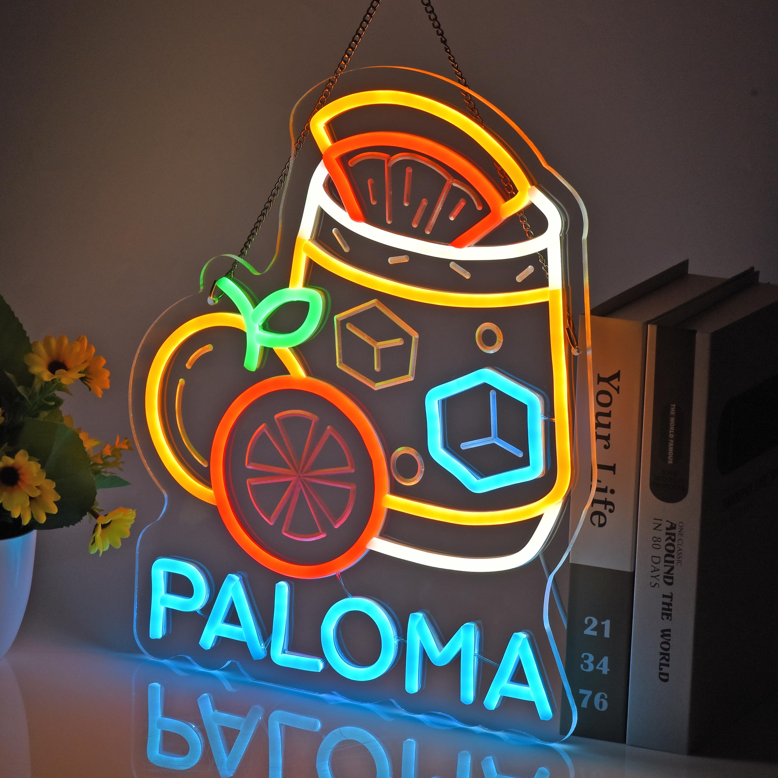 CNBEYOUNG Paloma - Insegna al neon, da appendere, decorazione artistica da parete per ristoranti messicani, negozi, cocktail, bar, cucina, feste, decorazione per la casa, con USB, super luminosa e