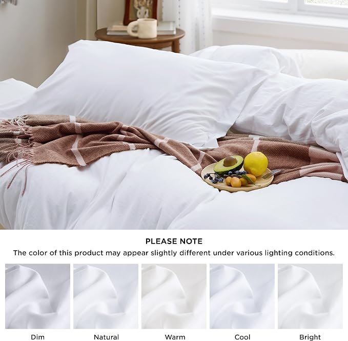 Bedsure Bright White Duvet Cover King Size - 3 Pieces Prewashed Extra Soft Bedding Set, Includes 1 Duvet Cover 104x90 Inches with Zipper Closure & 2 Pillow Shams, Comforter Not Included