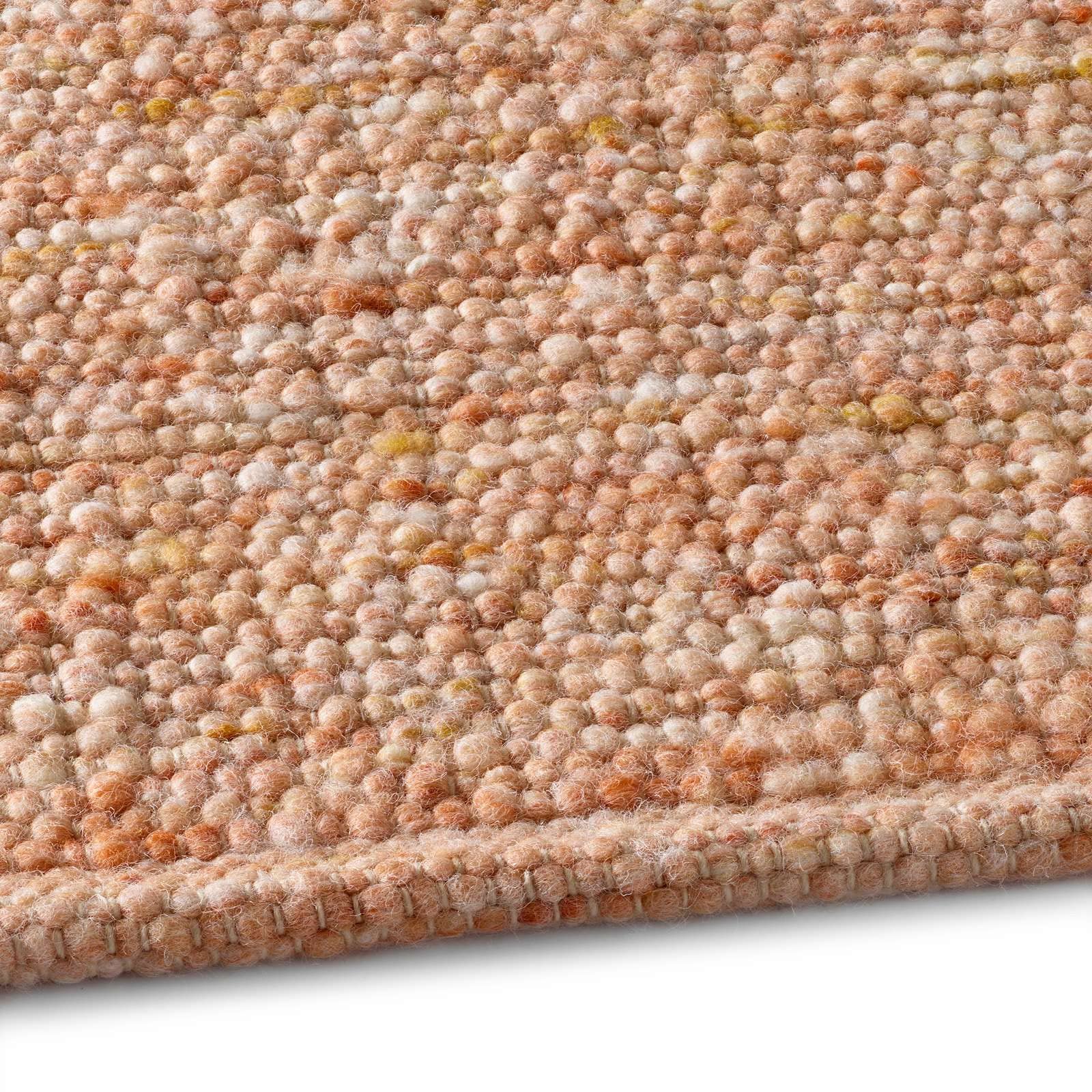 Handweb-Teppich aus Schurwolle in Skandinavischem Landhaus Design in vielen aktuellen Farben für Wohnzimmer, Esszimmer, Schlafzimmer, Flur, auch als Läufer beidseitig verwendbar terracotta 070x130 cm