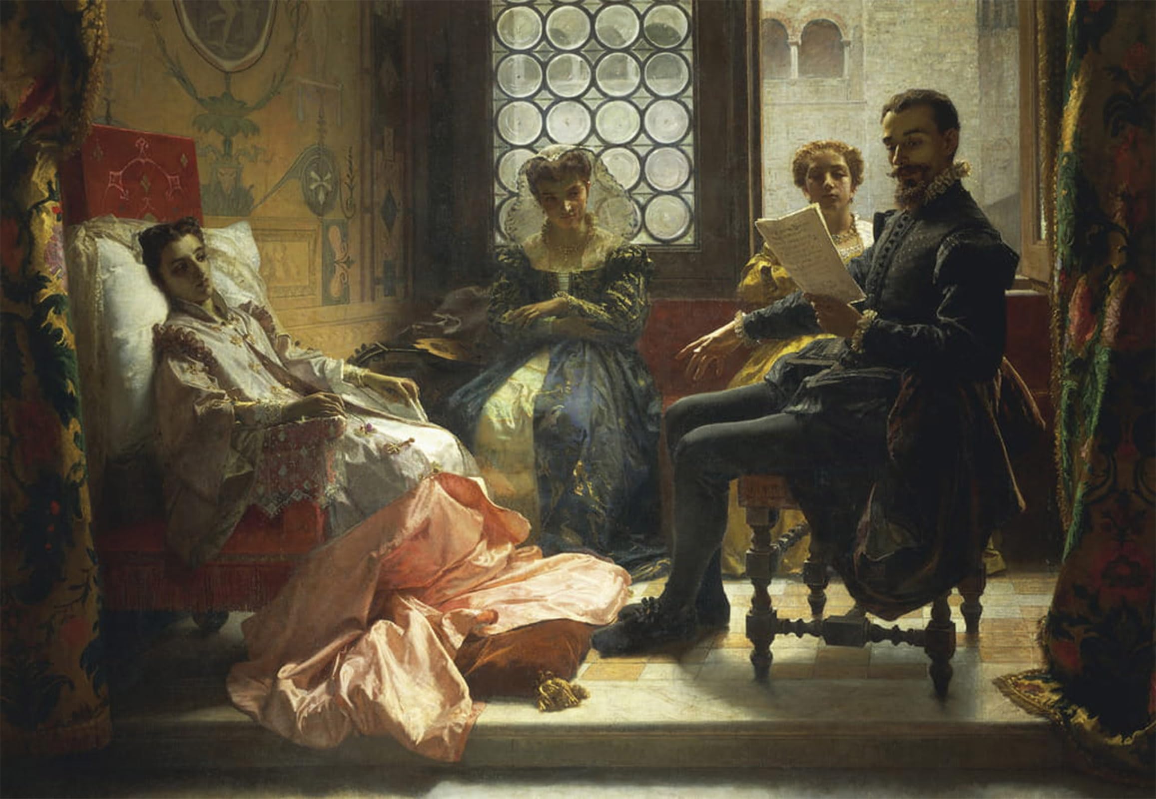 POSTERIIk Famous Modern Artwork Art Mural Torquato Tasso Reading Liberated Jerusalem to Eleonora D este by Domenico Morelli Oil Paintings Pictures for Home Decor 60x90cm