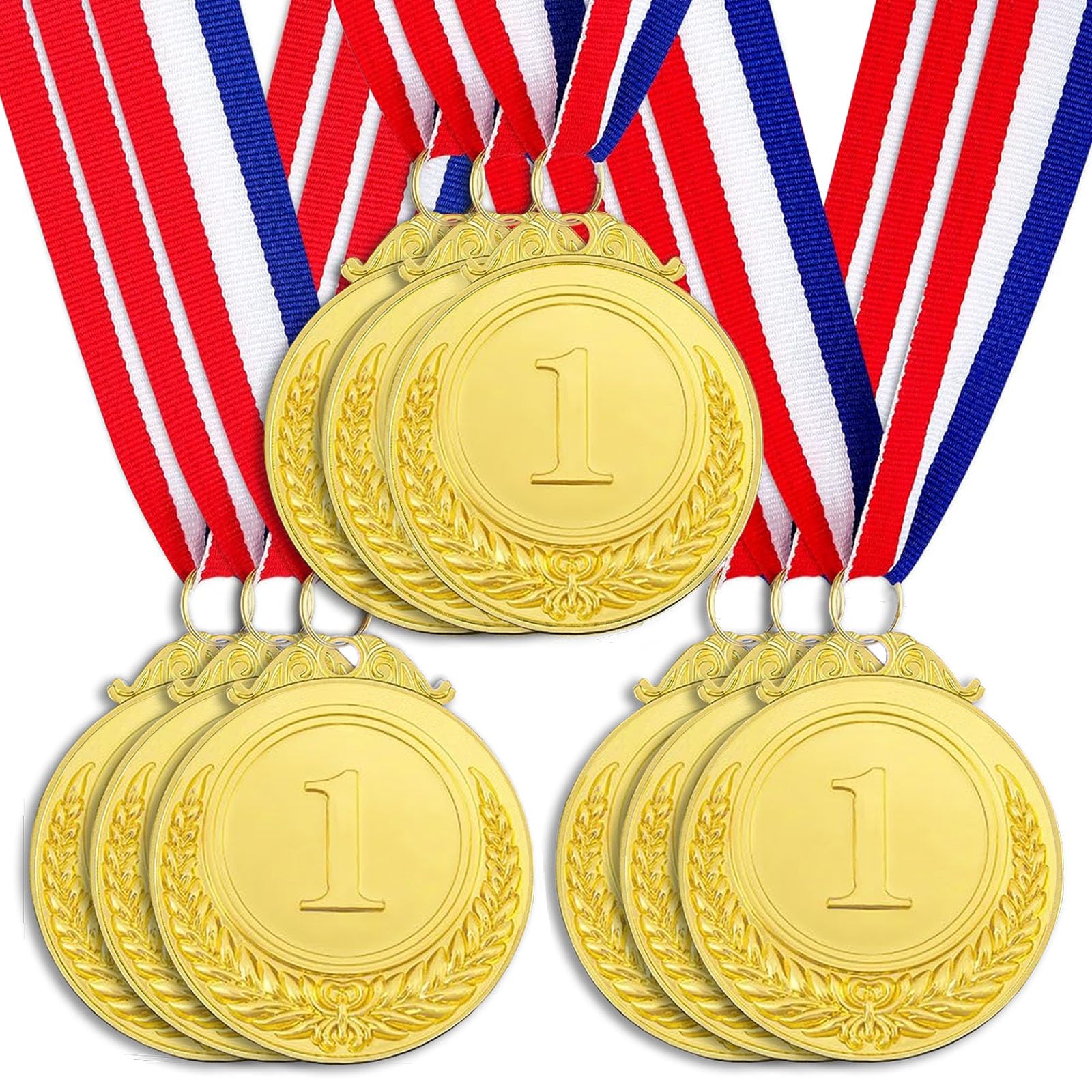 9 Piezas Ganador Medallas de Metal, Medallas de Oro Medallas de Plata Medallas de Bronce con Cintas para Niños Fiestas Decoraciones y Premios Deportivos Día del Deporte Escolar 5.0cm - 1