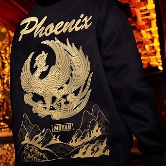 XYXIONGMAO Fashion Street Men's Japanese Hoodie Oversized Couple Sweater Golden Phoenix