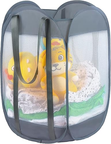 con asas fuertes cesta de lavandería, a prueba de desgarros, cesta de lavandería plegable de malla. Se utiliza para viajes, cuarto de lavado, con asas fuertes cesta de lavandería, a prueba de desgarros, cesta de lavandería plegable de malla. Se utiliza para viajes, cuarto de lavado,