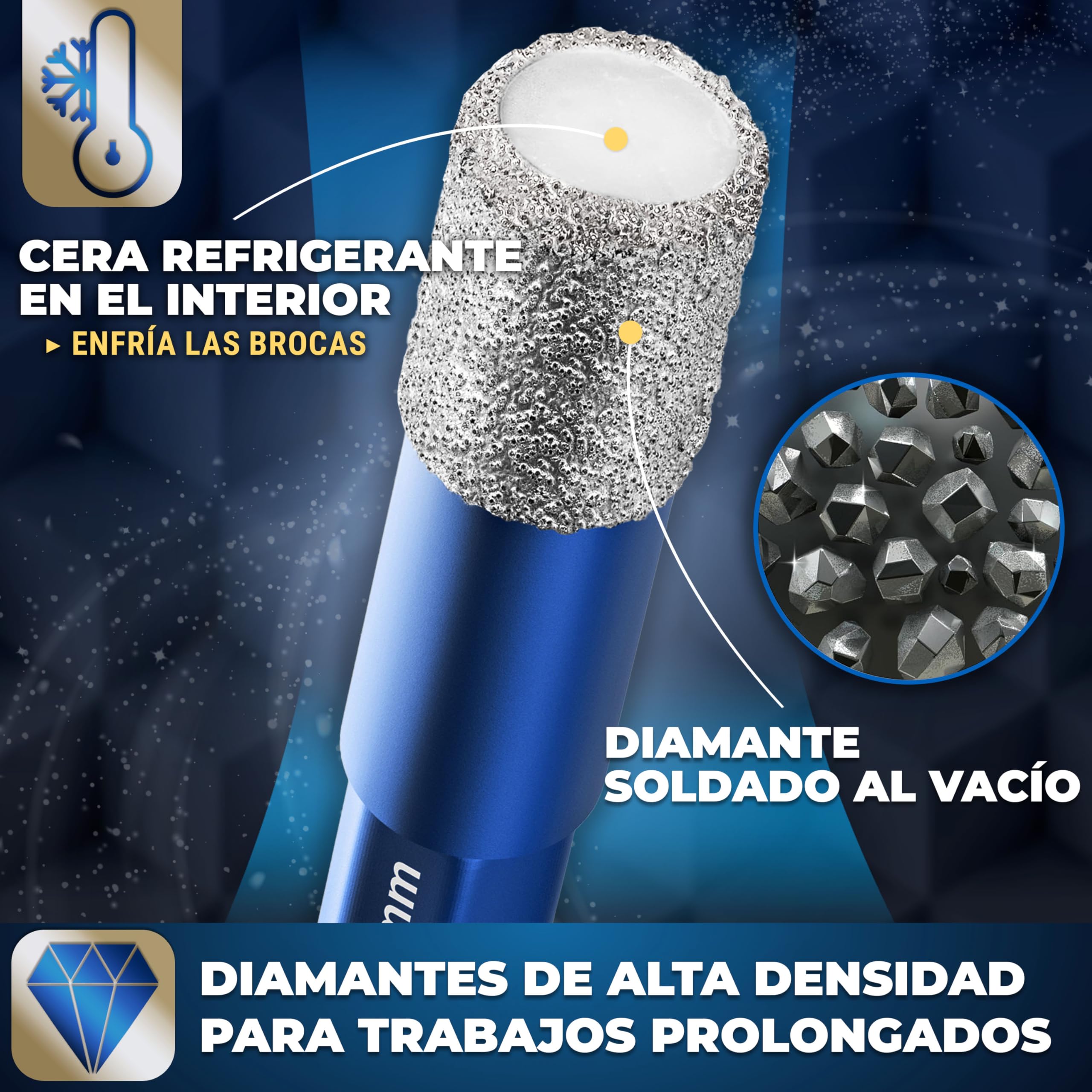 S&R 4 Brocas Diamante para Gres Porcelánico, Azulejos, Vidrio, Baldosas, Cerámica, Piedra, Muro. Brocas diamantadas porfesionales. Vástago Hexagonal
