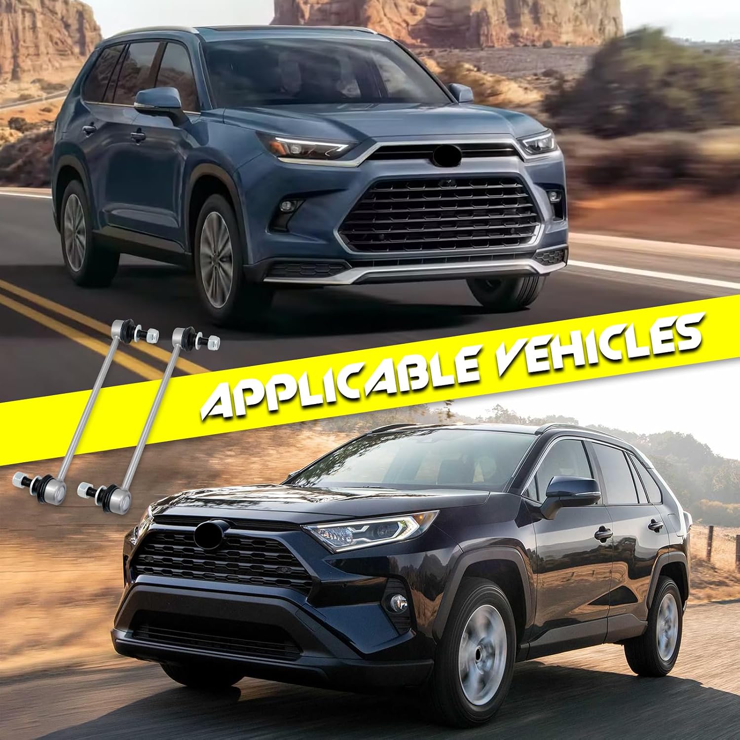 2 Pcs Zinc Nickel Alloy Front Stabilizer Sway Bar Links, Compatible with Toyota RAV4 2019-2024, RAV4 Prime 2021-2024, Highlander 2020-2022, Venza 2021-2024, Replace# K750966