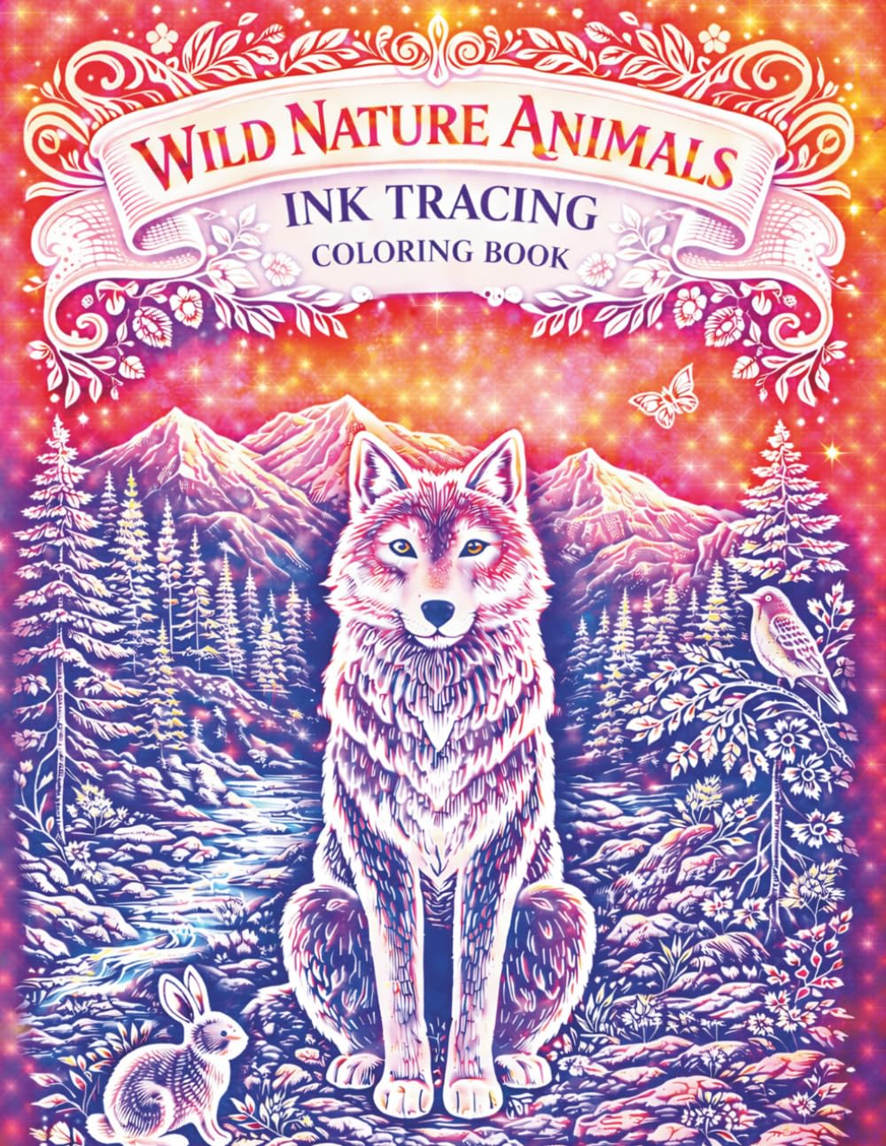 Wild Nature Animals Ink Tracing Coloring Book: Relax and Unwind with Traceable Nature Scenes for Stress Relief and Mindfulness